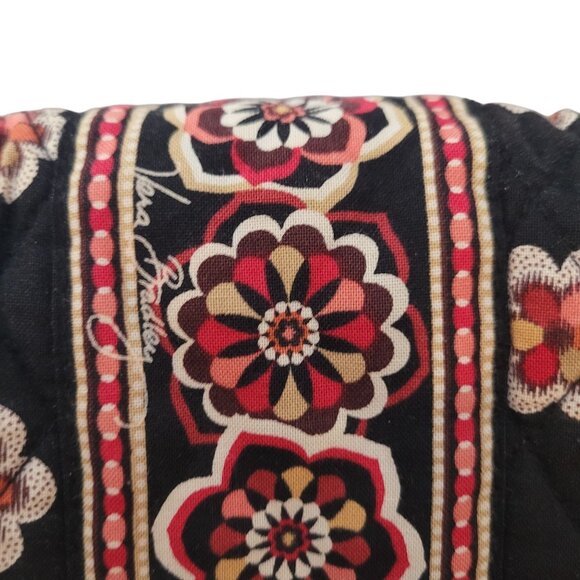 Vera Bradley Black Floral Quilted Shoulder Bag With Adjustable Strap & Silver Ri - Picture 11 of 12